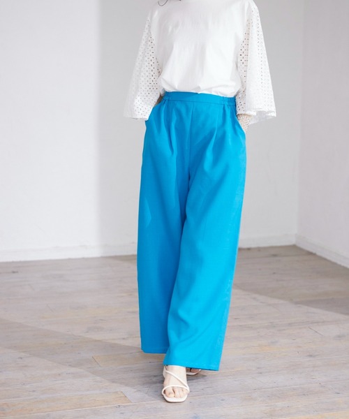 INED CLARO（イネドクラロ）の「リネンタッチイージーワイドパンツ【セットアップ対応】（その他パンツ・レディース・ブラック/ブラウン/ブルー・フリー）」の4枚目の写真