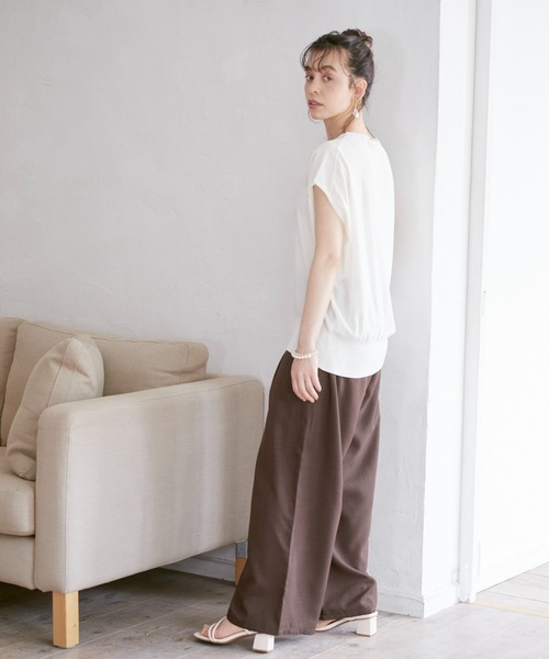 INED CLARO（イネドクラロ）の「リネンタッチイージーワイドパンツ【セットアップ対応】（その他パンツ・レディース・ブラック/ブラウン/ブルー・フリー）」の12枚目の写真