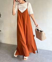 ロゴT×くるみボタンキャミワンピース