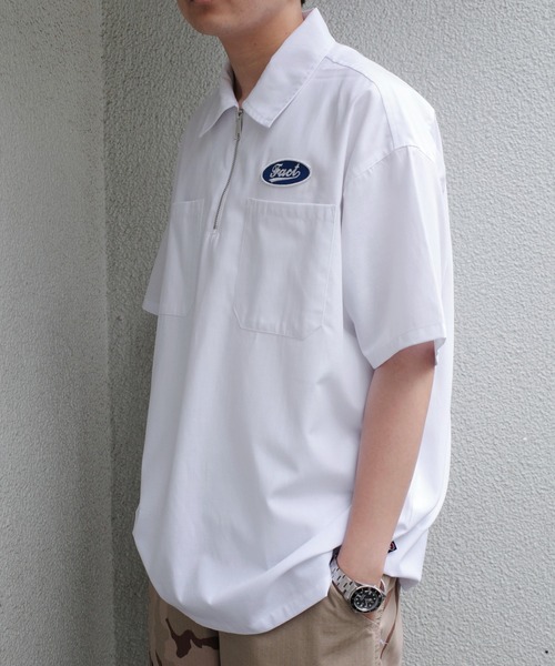 WHO'S WHO gallery(フーズフーギャラリー)の「COOPER FACTオックスハーフジップシャツ(シャツ/ブラウス・メンズ・ホワイト/ブラック/ベージュ・FREE)」の5枚目の写真