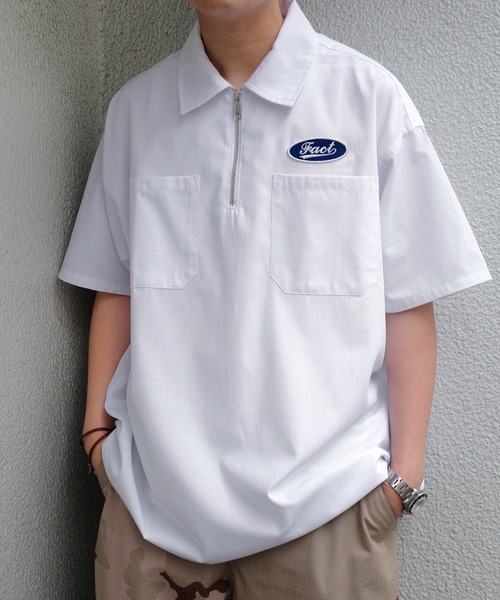 WHO'S WHO gallery(フーズフーギャラリー)の「COOPER FACTオックスハーフジップシャツ(シャツ/ブラウス・メンズ・ホワイト/ブラック/ベージュ・FREE)」の4枚目の写真