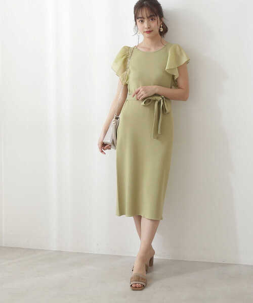 PROPORTION BODY DRESSING(プロポーションボディドレッシング)の「ウエストリボンシアーラッフルスリーブニットタイトOP / 1212140506(ワンピース・レディース・ネイビー/イエロー系その他/ピンク・MEDIUM/SMALL)」の20枚目の写真