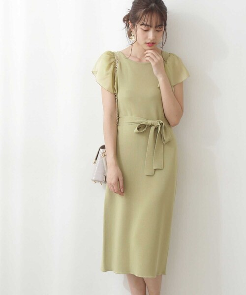 PROPORTION BODY DRESSING(プロポーションボディドレッシング)の「ウエストリボンシアーラッフルスリーブニットタイトOP / 1212140506(ワンピース・レディース・ネイビー/イエロー系その他/ピンク・MEDIUM/SMALL)」の21枚目の写真