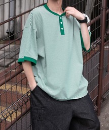 ヘンリーネックボーダービッグTシャツ