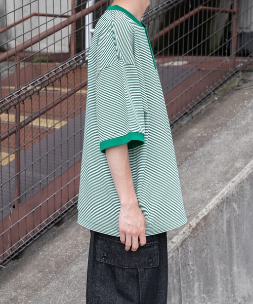 kutir(クティール)の「ヘンリーネックボーダービッグTシャツ(Tシャツ/カットソー・メンズ・ブラック/グリーン/ボルドー・MEDIUM/LARGE)」の20枚目の写真