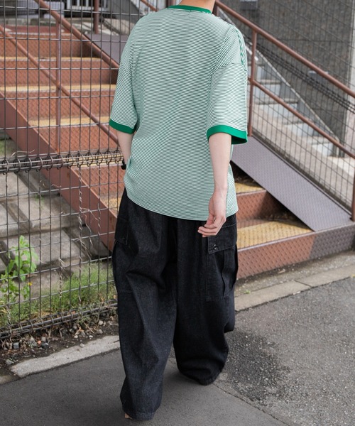 kutir(クティール)の「ヘンリーネックボーダービッグTシャツ(Tシャツ/カットソー・メンズ・ブラック/グリーン/ボルドー・MEDIUM/LARGE)」の19枚目の写真