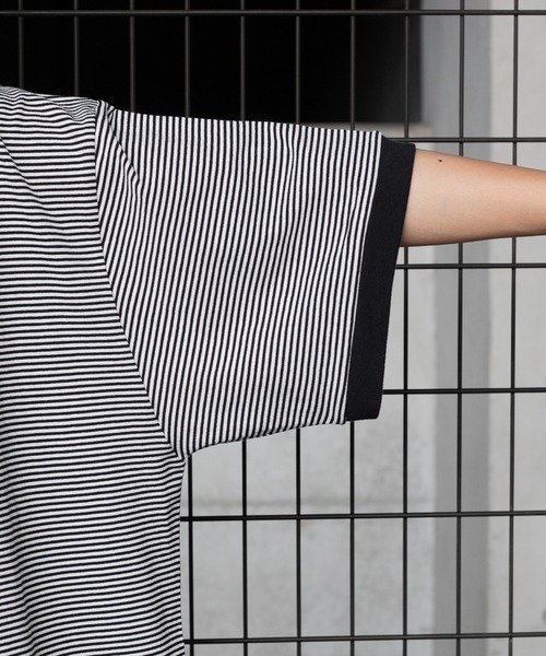 kutir(クティール)の「ヘンリーネックボーダービッグTシャツ(Tシャツ/カットソー・メンズ・ブラック/グリーン/ボルドー・MEDIUM/LARGE)」の11枚目の写真