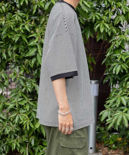 kutir(クティール)の「ヘンリーネックボーダービッグTシャツ(Tシャツ/カットソー・メンズ・ブラック/グリーン/ボルドー・MEDIUM/LARGE)」の8枚目の写真