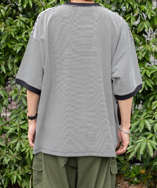 kutir(クティール)の「ヘンリーネックボーダービッグTシャツ(Tシャツ/カットソー・メンズ・ブラック/グリーン/ボルドー・MEDIUM/LARGE)」の9枚目の写真