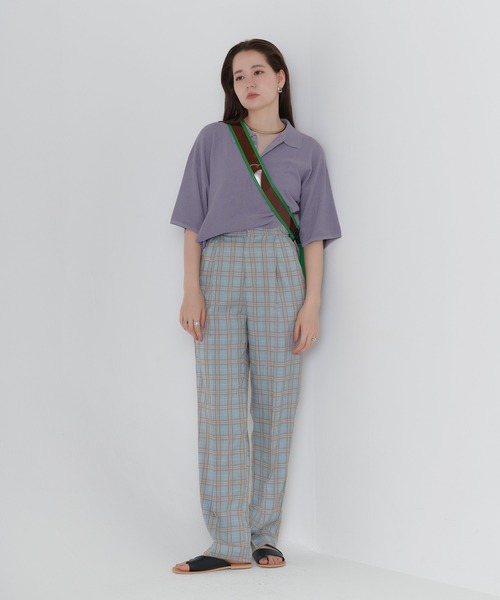 TINA：JOJUN（ティーナジョジュン）の「エンブレム刺繍 ユニセックスポロニット TINA：JOJUN（ニット/セーター・レディース・ブラック/オフホワイト/パープル・M）」の8枚目の写真