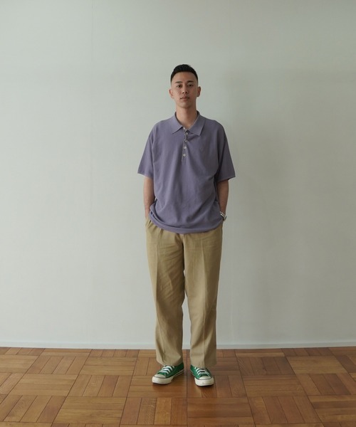 TINA：JOJUN（ティーナジョジュン）の「エンブレム刺繍 ユニセックスポロニット TINA：JOJUN（ニット/セーター・レディース・ブラック/オフホワイト/パープル・M）」の14枚目の写真