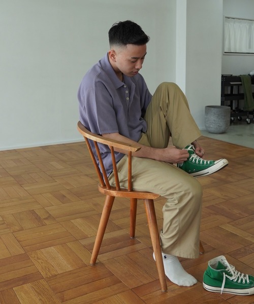 TINA：JOJUN（ティーナジョジュン）の「エンブレム刺繍 ユニセックスポロニット TINA：JOJUN（ニット/セーター・レディース・ブラック/オフホワイト/パープル・M）」の17枚目の写真