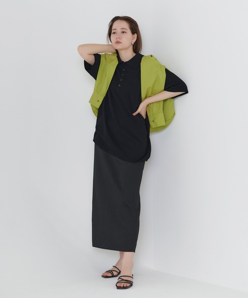 TINA：JOJUN（ティーナジョジュン）の「エンブレム刺繍 ユニセックスポロニット TINA：JOJUN（ニット/セーター・レディース・ブラック/オフホワイト/パープル・M）」の18枚目の写真