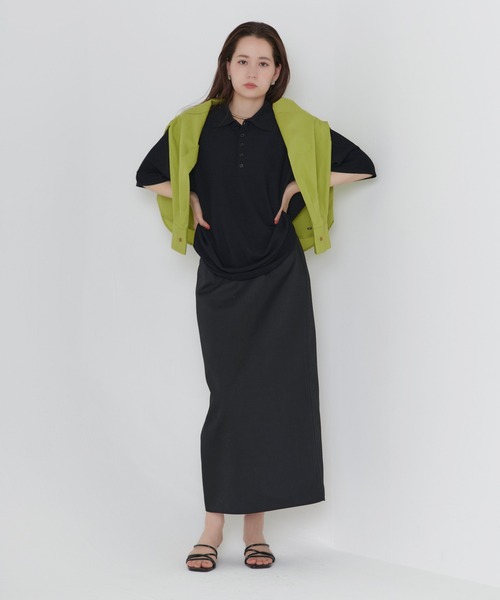 TINA：JOJUN（ティーナジョジュン）の「エンブレム刺繍 ユニセックスポロニット TINA：JOJUN（ニット/セーター・レディース・ブラック/オフホワイト/パープル・M）」の21枚目の写真