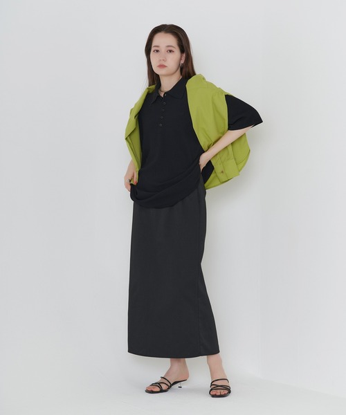 TINA：JOJUN（ティーナジョジュン）の「エンブレム刺繍 ユニセックスポロニット TINA：JOJUN（ニット/セーター・レディース・ブラック/オフホワイト/パープル・M）」の22枚目の写真