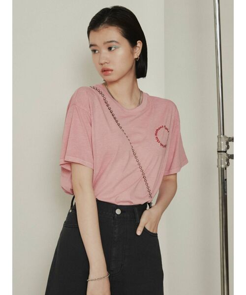 EMODA(エモダ)の「ポイントロゴTシャツ(Tシャツ/カットソー・レディース・ピンク/ブラック/ホワイト・FREE)」の9枚目の写真