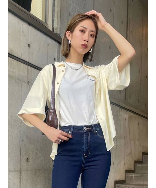 EMODA(エモダ)の「ポイントロゴTシャツ(Tシャツ/カットソー・レディース・ピンク/ブラック/ホワイト・FREE)」の14枚目の写真