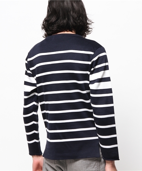 EDIFICE(エディフィス)の「◇J.KNIT ボーダーニット(ニット/セーター・メンズ・ホワイト/ネイビー・48/44/46)」の5枚目の写真