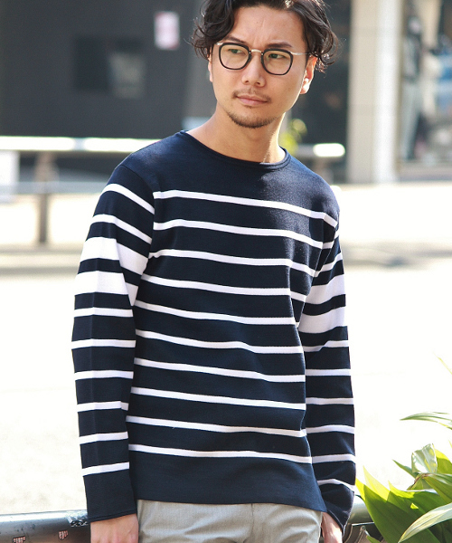 EDIFICE(エディフィス)の「◇J.KNIT ボーダーニット(ニット/セーター・メンズ・ホワイト/ネイビー・48/44/46)」の12枚目の写真