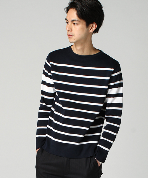 EDIFICE(エディフィス)の「◇J.KNIT ボーダーニット(ニット/セーター・メンズ・ホワイト/ネイビー・48/44/46)」の17枚目の写真