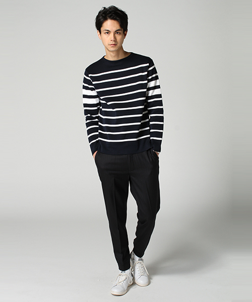 EDIFICE(エディフィス)の「◇J.KNIT ボーダーニット(ニット/セーター・メンズ・ホワイト/ネイビー・48/44/46)」の18枚目の写真