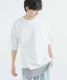 アンサンブル オーバーサイズ ポケット付き無地ビッグTシャツ&ワッフルロングタンクトップ