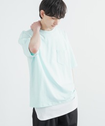 アンサンブル オーバーサイズ ポケット付き無地ビッグTシャツ＆ワッフルロングタンクトップ