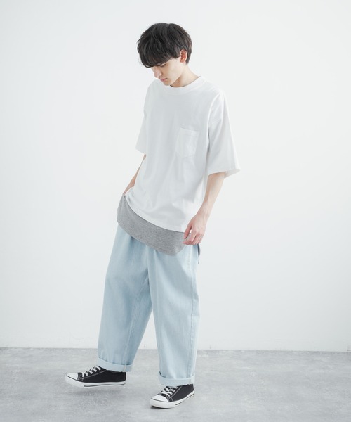 Rocky Monroe(ロッキーモンロー)の「アンサンブル オーバーサイズ ポケット付き無地ビッグTシャツ&ワッフルロングタンクトップ(アンサンブル・メンズ・ホワイト/ラベンダー/ベージュ/ブラック/ミント・M/L/LL)」の20枚目の写真