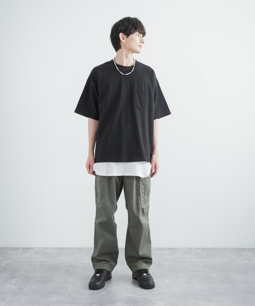 Rocky Monroe(ロッキーモンロー)の「アンサンブル オーバーサイズ ポケット付き無地ビッグTシャツ&ワッフルロングタンクトップ(アンサンブル・メンズ・ホワイト/ラベンダー/ベージュ/ブラック/ミント・M/L/LL)」の15枚目の写真