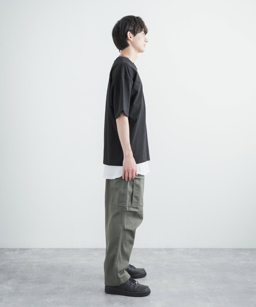 Rocky Monroe(ロッキーモンロー)の「アンサンブル オーバーサイズ ポケット付き無地ビッグTシャツ&ワッフルロングタンクトップ(アンサンブル・メンズ・ホワイト/ラベンダー/ベージュ/ブラック/ミント・M/L/LL)」の16枚目の写真