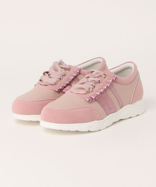 PINKHUNT(ピンクハント)の「PINKHUNT フリルレースアップスニーカー 7103(スニーカー・キッズ・ブラック/ベビーピンク・M size/S size/LARGE)」の8枚目の写真