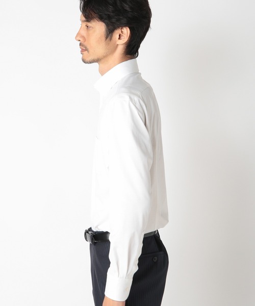 CROWDED CLOSET（クラウデッドクローゼット）の「【DISNOTICED(ディスノーティス)】ハイゲージニットツイルシャツ/汗シミ防止素材（ビジネスシャツ・メンズ・ホワイト/ネイビー/グレー・01/02/03/04）」の5枚目の写真