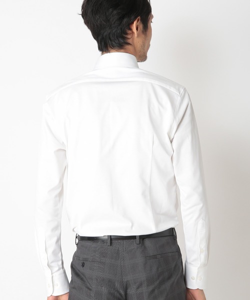 CROWDED CLOSET（クラウデッドクローゼット）の「【DISNOTICED(ディスノーティス)】ハイゲージニットツイルシャツ/汗シミ防止素材（ビジネスシャツ・メンズ・ホワイト/ネイビー/グレー・01/02/03/04）」の6枚目の写真