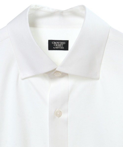 CROWDED CLOSET（クラウデッドクローゼット）の「【DISNOTICED(ディスノーティス)】ハイゲージニットツイルシャツ/汗シミ防止素材（ビジネスシャツ・メンズ・ホワイト/ネイビー/グレー・01/02/03/04）」の16枚目の写真