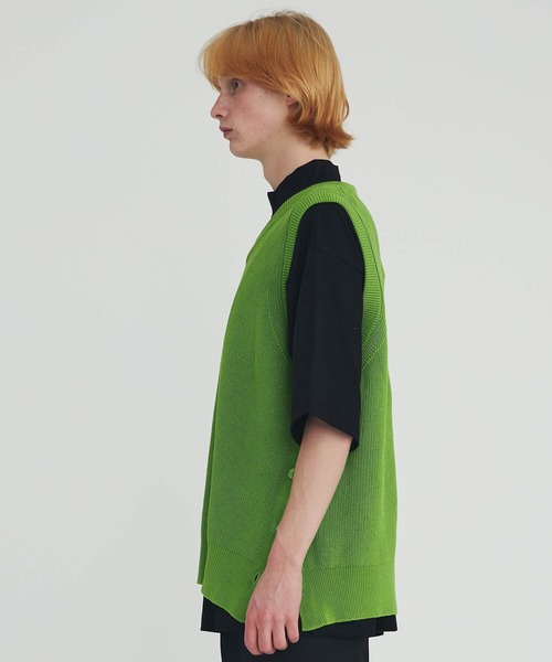 ALLEGE(アレッジ)の「Knit Vest(Tシャツ/カットソー・メンズ・ライム・4)」の5枚目の写真