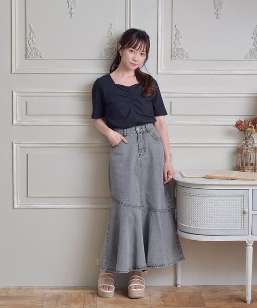 ems excite（エムズエキサイト）の「シャーリングボレロCT（Tシャツ/カットソー・レディース・ブラック/レッド/グリーン/アイボリー・FREE）」の12枚目の写真