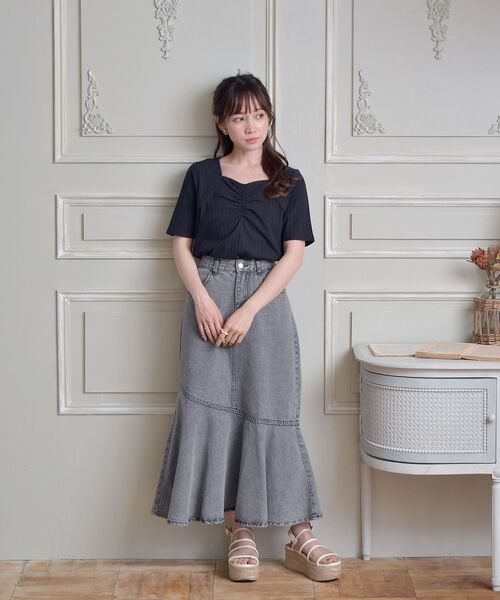 ems excite（エムズエキサイト）の「シャーリングボレロCT（Tシャツ/カットソー・レディース・ブラック/レッド/グリーン/アイボリー・FREE）」の15枚目の写真