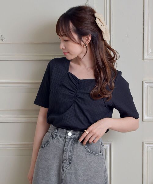 ems excite（エムズエキサイト）の「シャーリングボレロCT（Tシャツ/カットソー・レディース・ブラック/レッド/グリーン/アイボリー・FREE）」の16枚目の写真