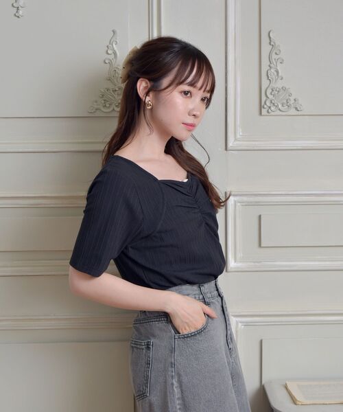 ems excite（エムズエキサイト）の「シャーリングボレロCT（Tシャツ/カットソー・レディース・ブラック/レッド/グリーン/アイボリー・FREE）」の17枚目の写真