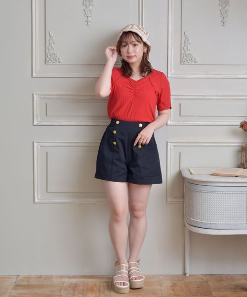 ems excite（エムズエキサイト）の「シャーリングボレロCT（Tシャツ/カットソー・レディース・ブラック/レッド/グリーン/アイボリー・FREE）」の22枚目の写真