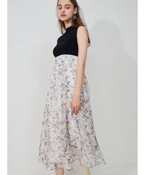 MERCURYDUO(マーキュリーデュオ)の「フラワードッキングニットワンピース(ワンピース・レディース・ブラック/パープル/オフホワイト・SMALL/MEDIUM)」の14枚目の写真