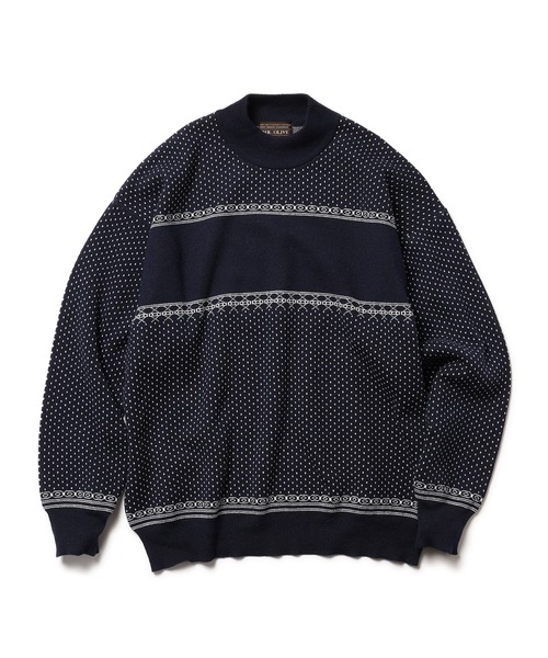 MR.OLIVE（ミスターオリーブ）の「12G ノルディック ジャガード / リラックス ボトルネック セーター（Tシャツ/カットソー・メンズ・グリーン/ネイビー・SMALL/LARGE/MEDIUM）」の5枚目の写真