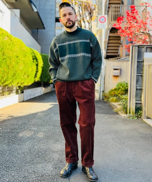 MR.OLIVE（ミスターオリーブ）の「12G ノルディック ジャガード / リラックス ボトルネック セーター（Tシャツ/カットソー・メンズ・グリーン/ネイビー・SMALL/LARGE/MEDIUM）」の11枚目の写真