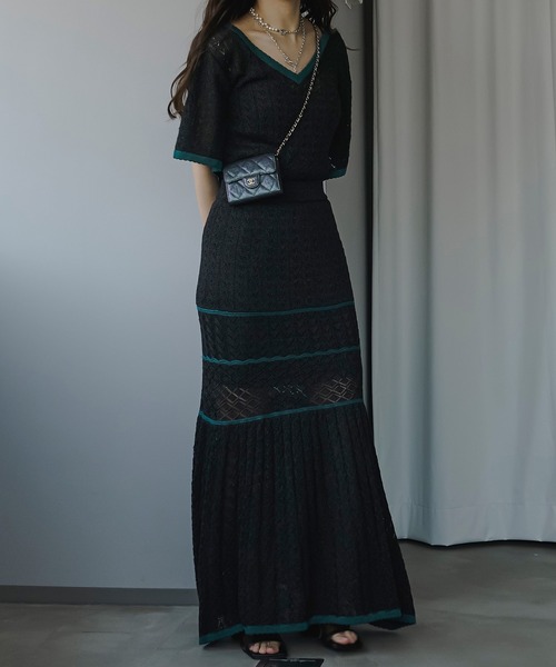 Ezick(エジック)の「2WAYクロシェ風マーメイドワンピース(ワンピース・レディース・ブラック/ベージュ・FREE)」の10枚目の写真