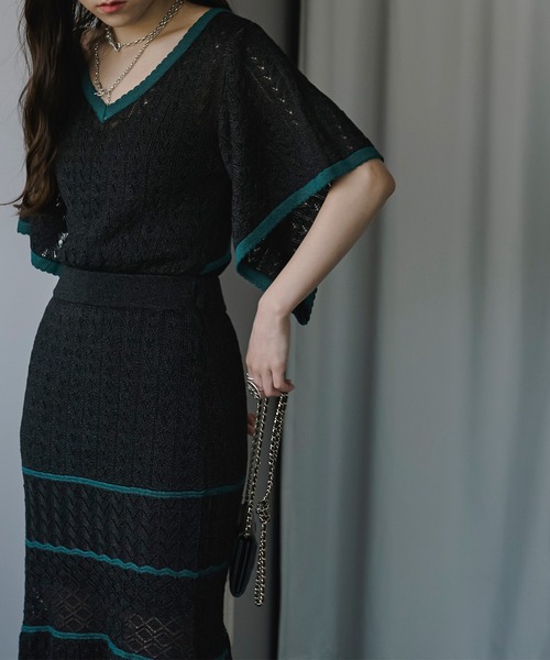 Ezick(エジック)の「2WAYクロシェ風マーメイドワンピース(ワンピース・レディース・ブラック/ベージュ・FREE)」の20枚目の写真