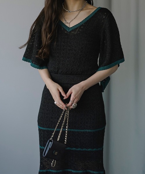 Ezick(エジック)の「2WAYクロシェ風マーメイドワンピース(ワンピース・レディース・ブラック/ベージュ・FREE)」の17枚目の写真