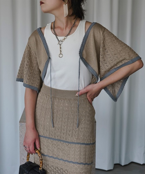 Ezick(エジック)の「2WAYクロシェ風マーメイドワンピース(ワンピース・レディース・ブラック/ベージュ・FREE)」の11枚目の写真