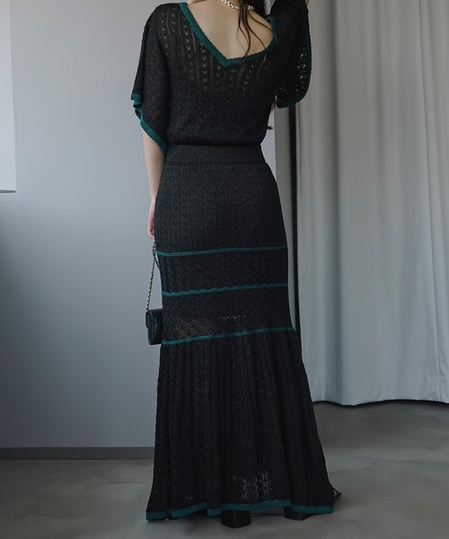 Ezick(エジック)の「2WAYクロシェ風マーメイドワンピース(ワンピース・レディース・ブラック/ベージュ・FREE)」の18枚目の写真