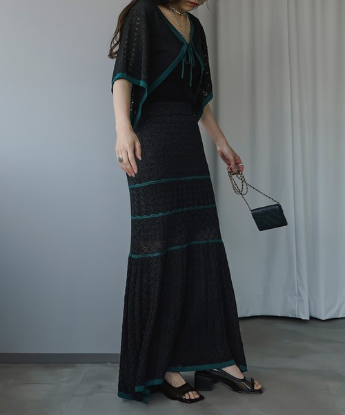 Ezick(エジック)の「2WAYクロシェ風マーメイドワンピース(ワンピース・レディース・ブラック/ベージュ・FREE)」の8枚目の写真