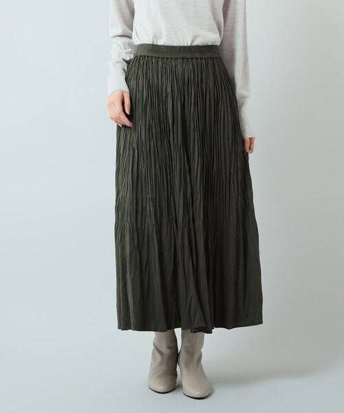 UNTITLED（アンタイトル）の「◆【人気スカート！】スエード調 ランダムプリーツスカート＜洗える／ウエストゴム＞（スカート・レディース・ダークグリーン/グリーン/グレー系その他/ブラウン系/ナチュラル・44/46/48/50/42/00/01/02/03/04）」の12枚目の写真